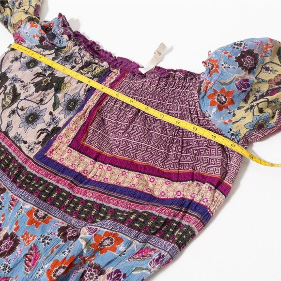 Raga Anthropologie Purple Floral Romper With Tassel Tie Belt SZ S Boho - Picture 7 of 9